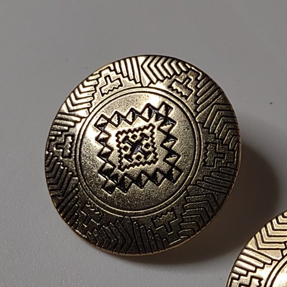 Large Round Decorative Metal Earrings - Picture 3 of 9